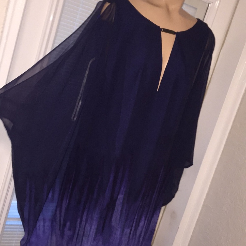 HALSTON Heritage blue kaftan cocktail Dress 6
